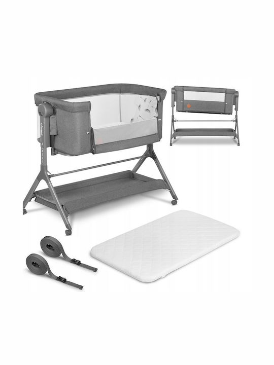 Lionelo Cradle Leonie with Mattress, Side Opening, and Wheels Gray