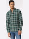 Long-sleeved Flannel Shirt Checked Green