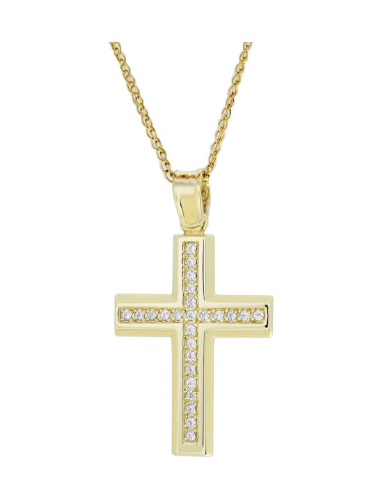 Katsigiannis Damen Gold Kreuz 14K mit Kette