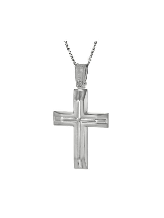 Katsigiannis Men's White Gold Cross 14K with Chain