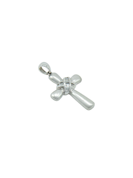 Women's White Gold Cross 18K