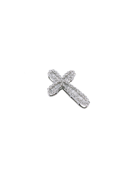 Women's White Gold Cross 18K