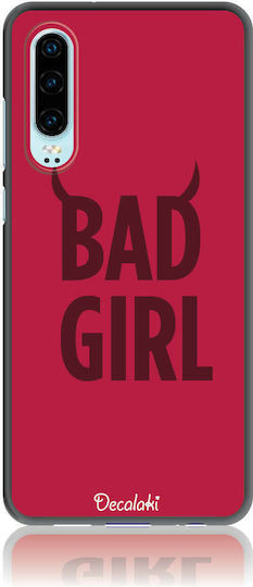 Bad Girl Back Cover Tempered Glass / Σιλικόνης Κόκκινο (Huawei P30)