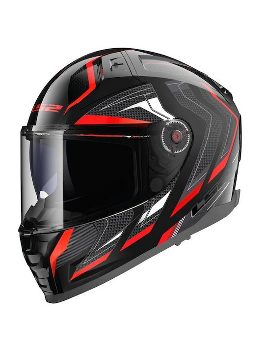 LS2 FF811 Vector II Alizer Gloss Black/Red Cască Moto Față întreagă DOT / ECE 22.06 1500gr cu Pinlock și Sunvisor