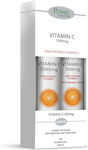 Power Of Nature Vitamin C 1000mg Στεβια + Vitamin C 500mg Vitamină pentru Imunitate 1000mg Portocaliu 2 x 22 tablete efervescente