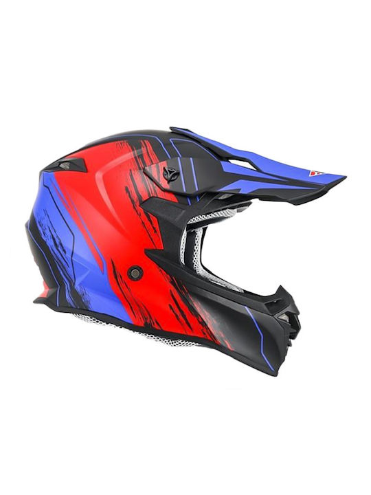 Faseed 617 Black/Red/Blue Matt Cască Moto Motoc...