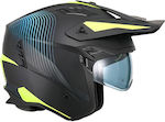 Faseed Χ1 Trail Motocross Helmet with Sun Visor Black/Blue/Yellow Matt