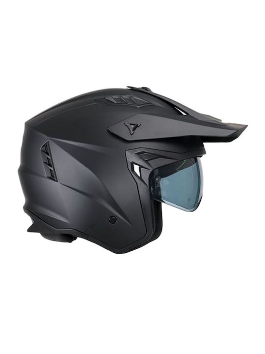 Faseed Χ1 Trail Black Matt Κράνος Μηχανής Jet ECE 22.06 με Sunvisor