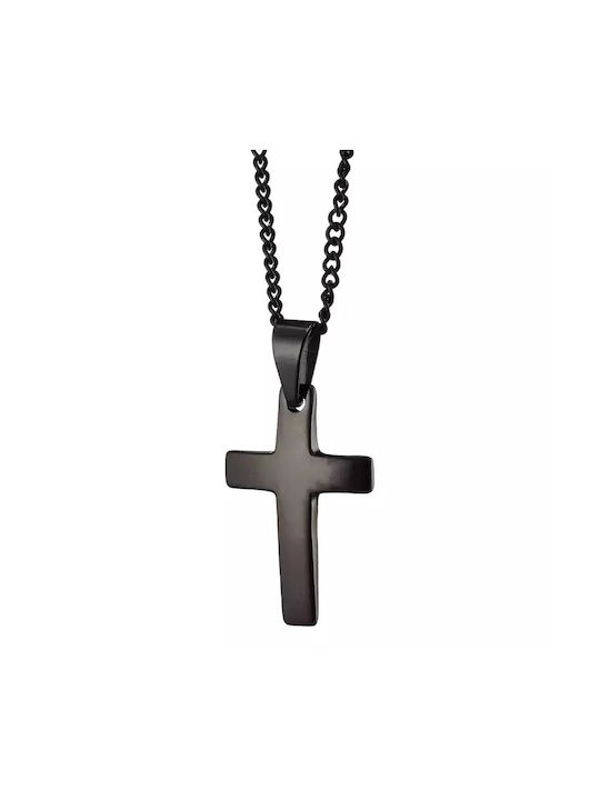 Oxzen Black Men's Cross from Steel with Chain