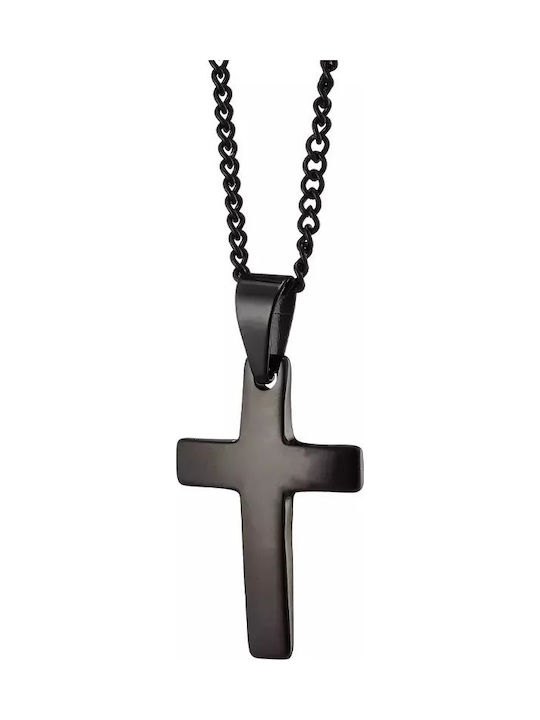 Oxzen Black Men's Cross from Steel with Chain