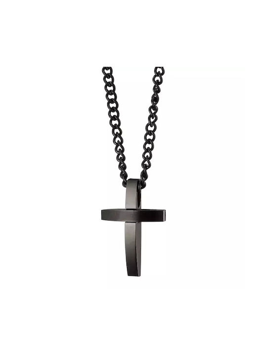 Oxzen Black Men's Cross from Steel with Chain