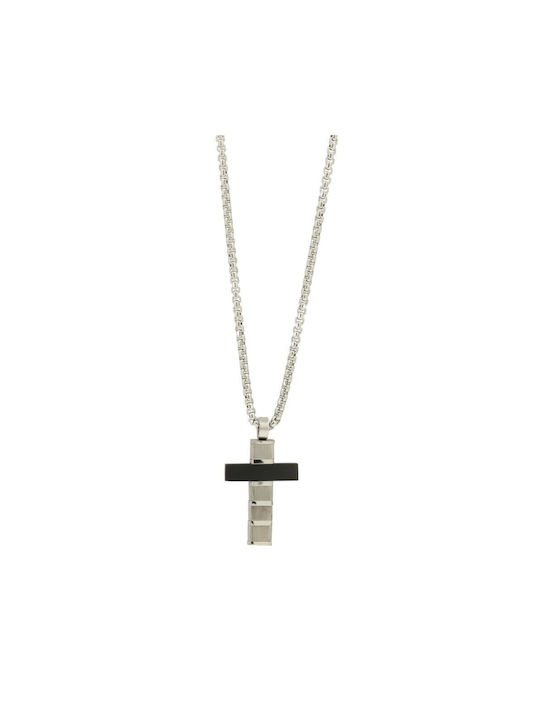 Q-Jewellery Σταυρός από Ατσάλι με Αλυσίδα