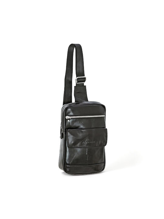 Bartuggi Leder Herrentasche Sling Schwarz