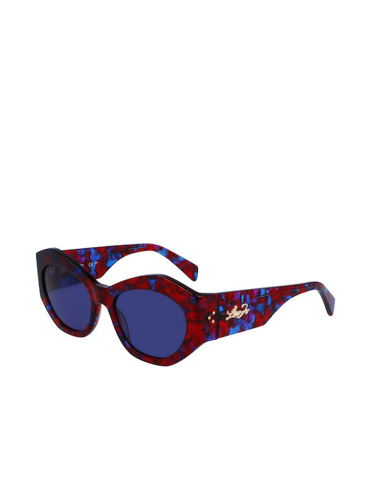 Liu Jo Women's Sunglasses with Brown Tartaruga Horn-Rimmed Frame and Blue Lenses