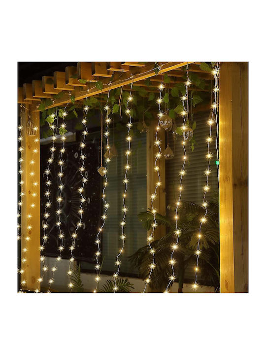 Christmas Lights LED Warm White of type Curtain with Transparent Cable