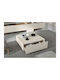 Rectangular Central Coffee Table Spike Wooden with Drawers Ecru W90xL90xH36cm