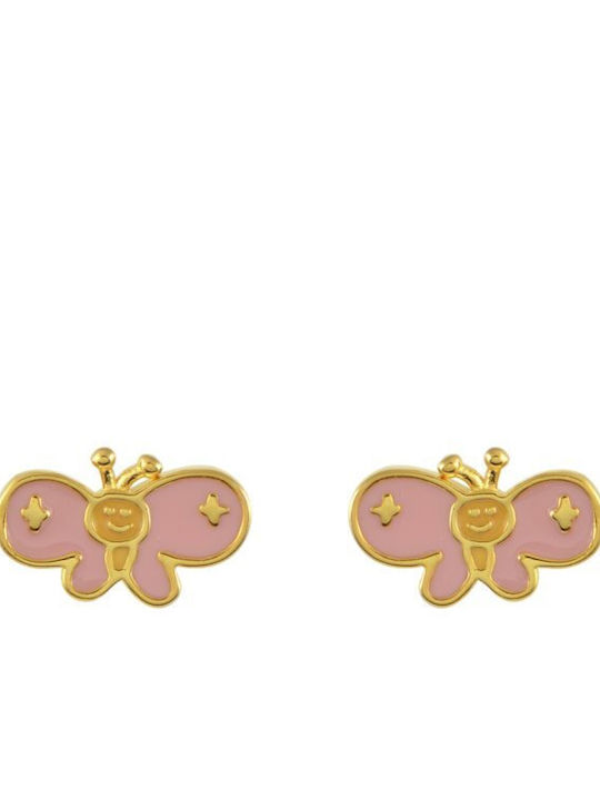 Papoulidis Jewellery Vergoldet Kinderohrringe Nieten Schmetterlinge aus Silber
