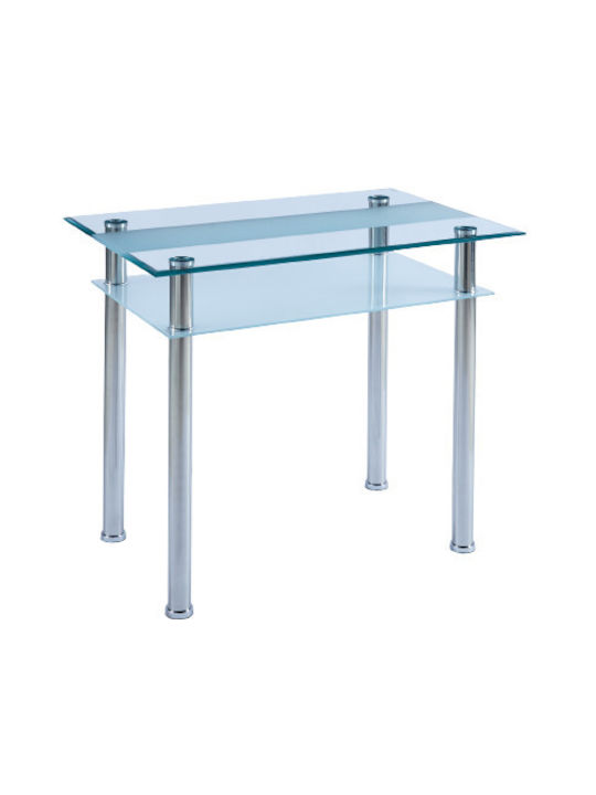 Jasmine Table with Glass Surface Χρωμίου 90x60x75cm