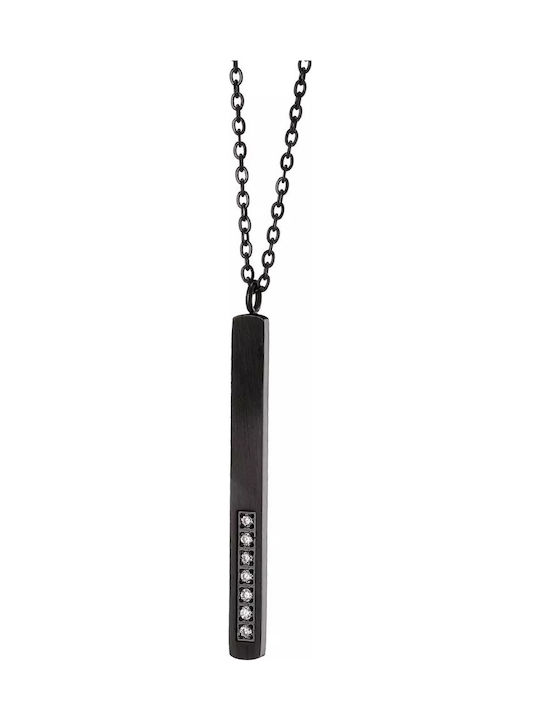 Oxzen Necklace Made of Steel with Black Zircon