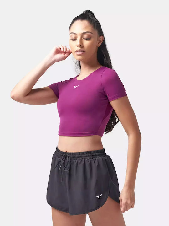 Squatwolf Γυναικείο Αθλητικό Crop T-shirt Μωβ