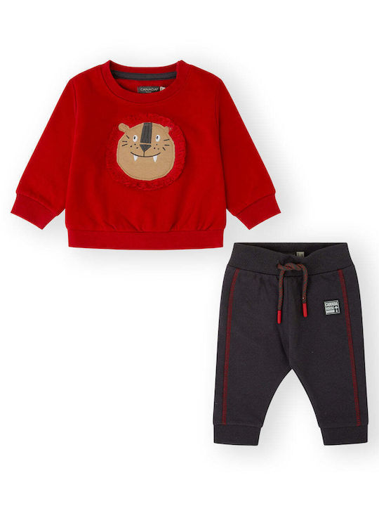 Canada House Kids Sweatpants Set Red 2pcs