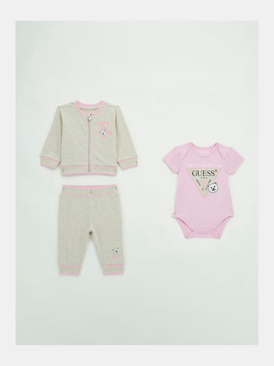 Guess Baby Bodysuit Set with Pants Beige