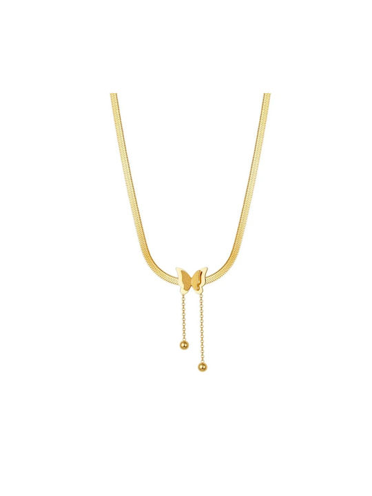Bode Halskette mit Design Schmetterling aus Vergoldet Stahl