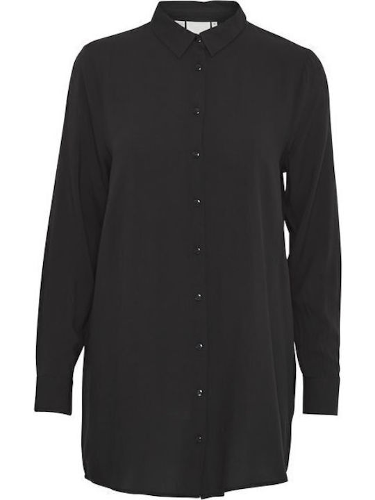 Langärmelig Damen Hemd Schwarz