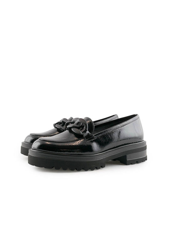 Stefania Leather Women's Loafers in Black Color