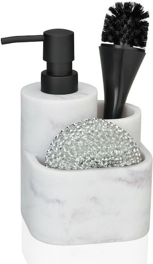 Andrea House Dispenser Kitchen with Sponge Holder White 350ml