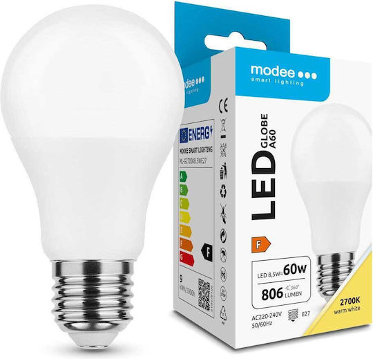 Modee Lighting LED Bulb 8.5W 108mm for Socket E27 and Shape A60 Warm White 806lm