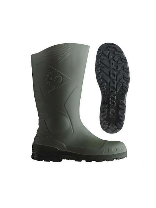 Dunlop Work Wellies Knee Green