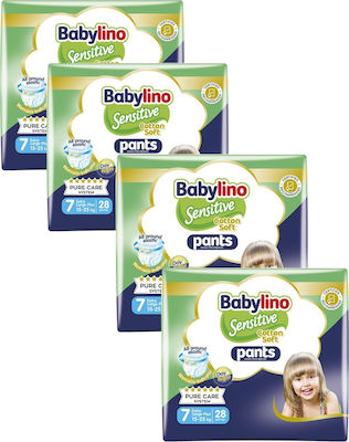 Babylino Sensitive Cotton Soft Pants Πάνες Βρακάκι No. 7 για 15-25kg 112τμχ