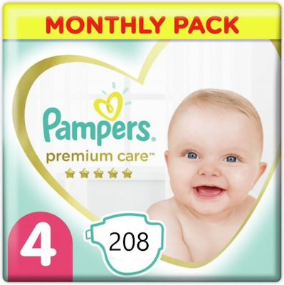 Pampers Scutece cu bandă adezivă Premium Care Nr. 4 pentru 9-14 kgkg 208buc