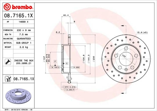Brembo Discuri de frână Spate pentru Audi A1 Honda Oraș Seat Arona