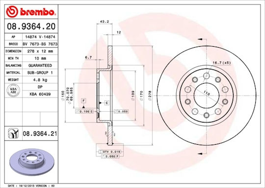 Brembo Discuri de frână pentru Alfa Romeo Brera Fiat 500X Jeep Busolă Renault Păianjen