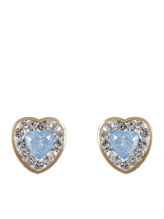 Kids Earrings Studs Hearts made of Gold