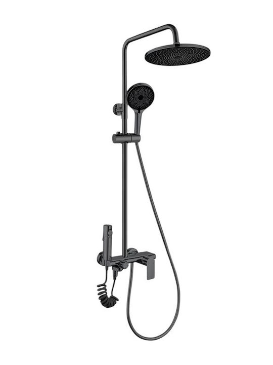 Shower Column with Mixer 75cm Black Shower Column with Mixer 75cm Black