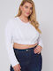 Women's Crop Top Long Sleeve White