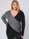 Damen Bluse Langärmelig Gray