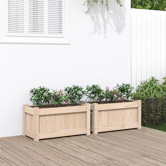 vidaXL Set 2 Blumenkästen Holz Beige