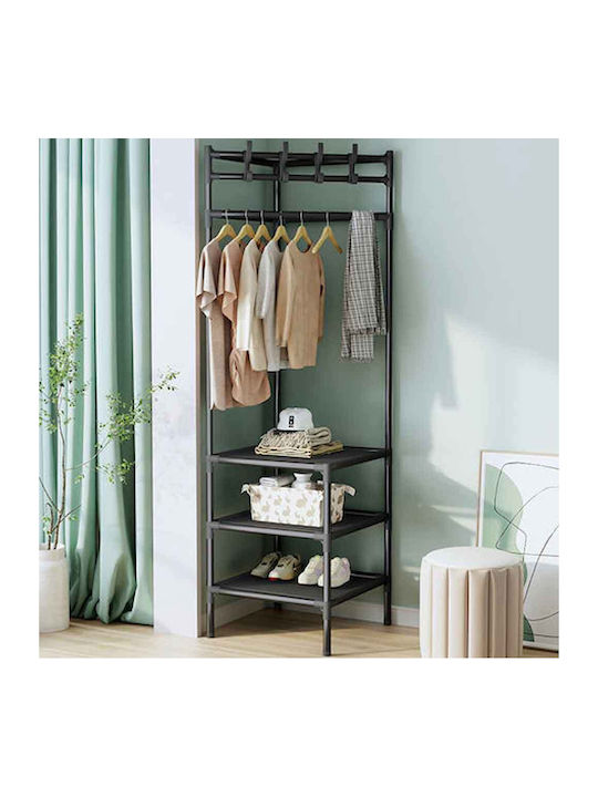 Eingangsmöbel mit Garderobe & Schuhschrank Black Velvet-Black Metal 185x40x40cm