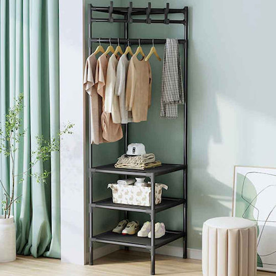 Mobilier de Intrare cu Cuier & Dulap pentru Pantofi Negru 185x40x40cm