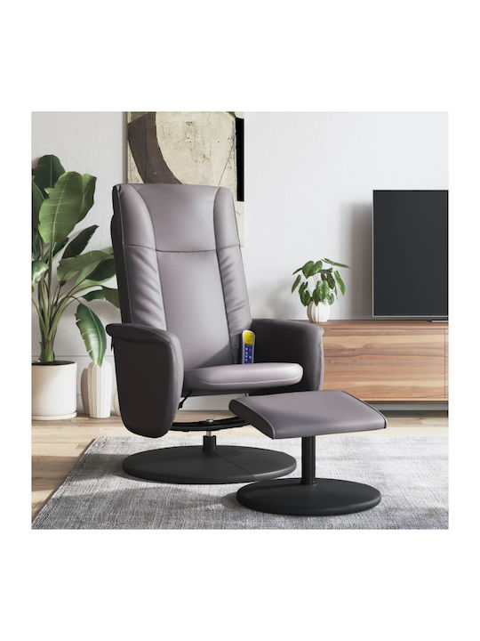 Relax Armchair Massage Swivel with Footstool made of Leatherette Grey 49x31x36.5cm