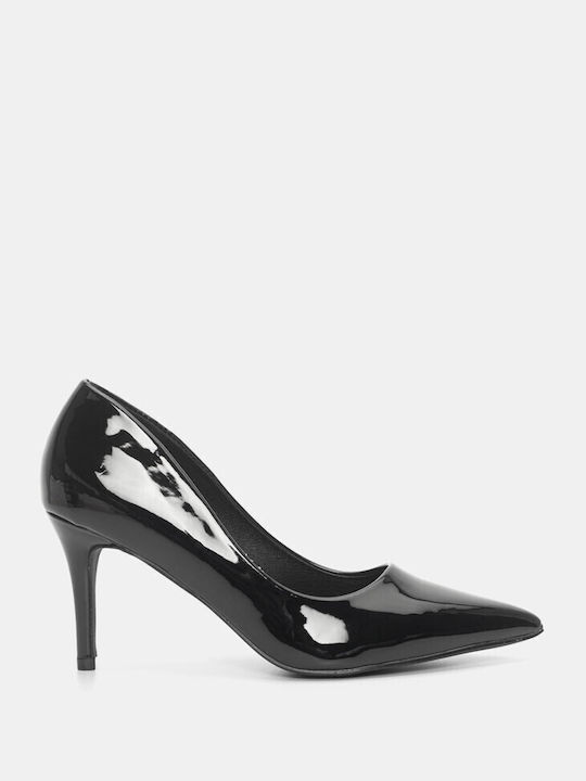 Alta Moda Patent Leather Pointed Toe Black Heels