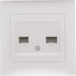 Redled Double Network Socket RJ45/RJ11 Cat6 White 27469