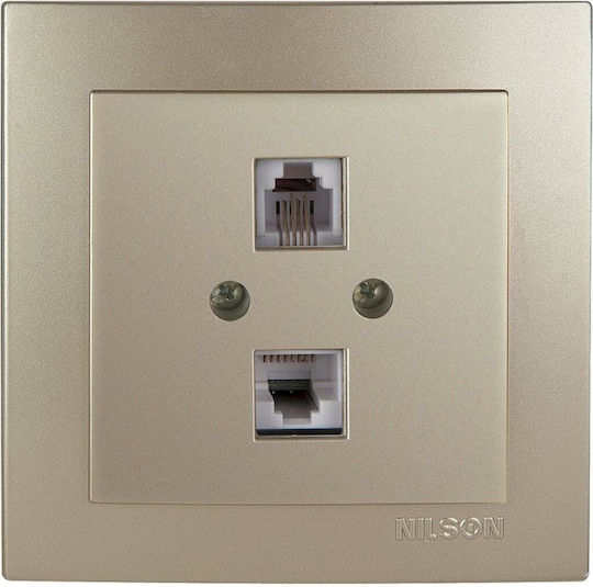 Geyer Dublă Priză de Rețea și Telefon RJ45/RJ11 cu Cadru Tip Cat6 24151049