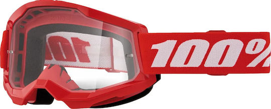 100% Μάσκα Μοτοσυκλέτας Strata 2 Pink/Red Clear Lens