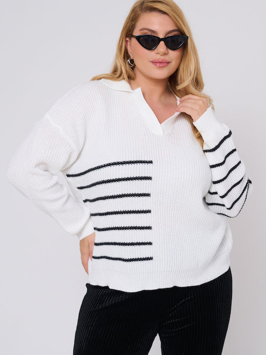 Women's Blouse Long Sleeve Striped White