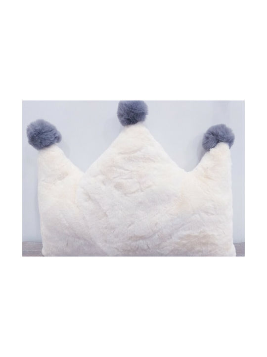 Natural Home Διακοσμητικό Μαξιλάρι Κούνιας Κορώνα Pom Pom Εκρού
